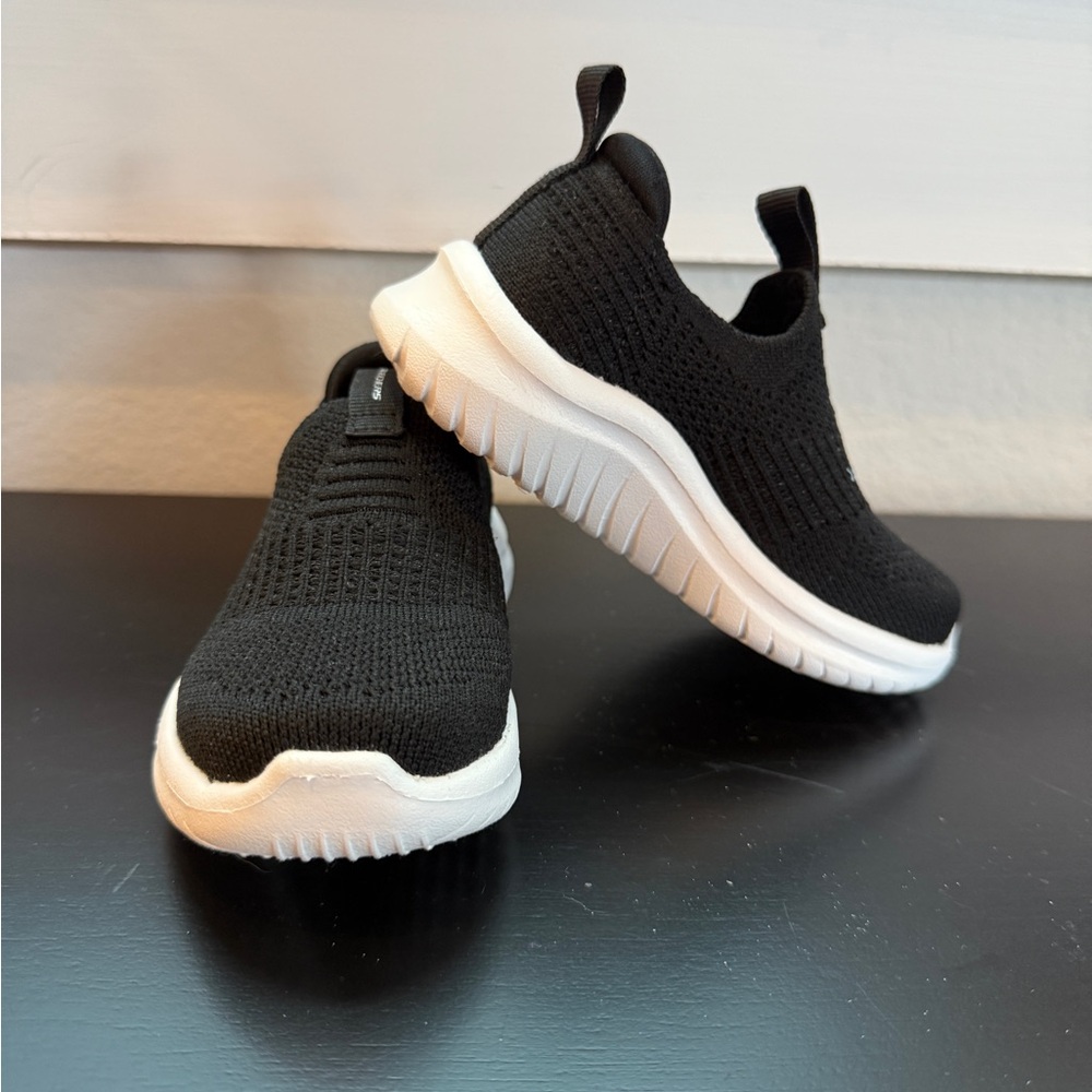 Skechers Black Knit Kids Slip-On Sneakers